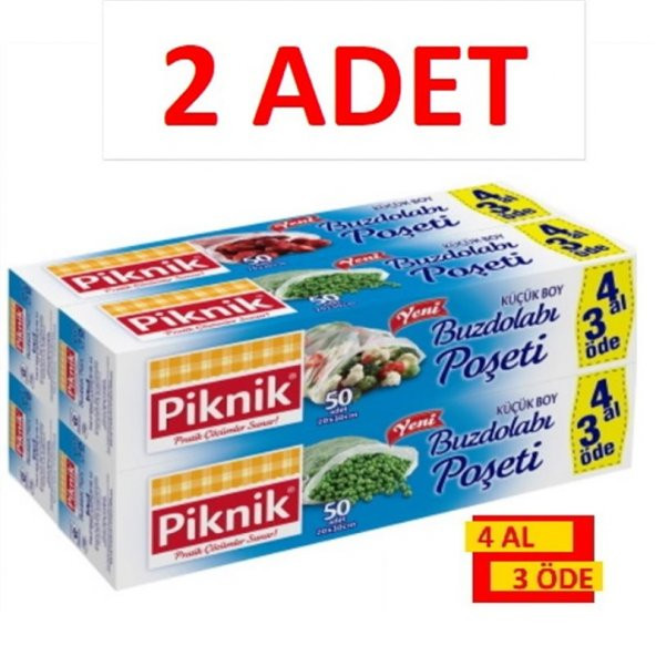 PİKNİK GIDA AMBALAJ BUZDOLABI POŞETİ KÜÇÜK (50AD 20x30CM) 4 AL 3 ÖDE 2Lİ