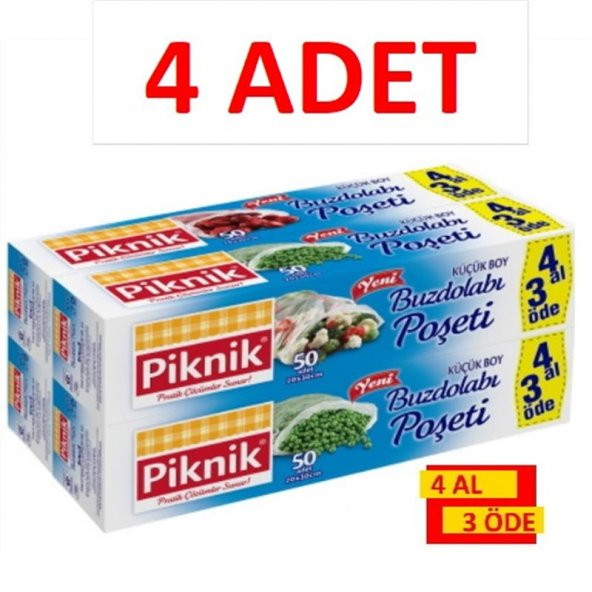 PİKNİK GIDA AMBALAJ BUZDOLABI POŞETİ KÜÇÜK (50AD 20x30CM) 4 AL 3 ÖDE 4LÜ