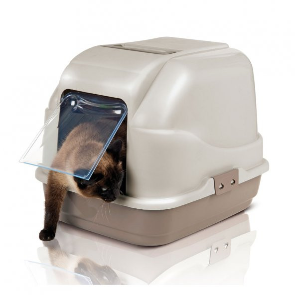 Kediler İçin Imac Plastik Kapalı Kedi Tuvaleti Bej Kedi Tuvaleti Kilitli