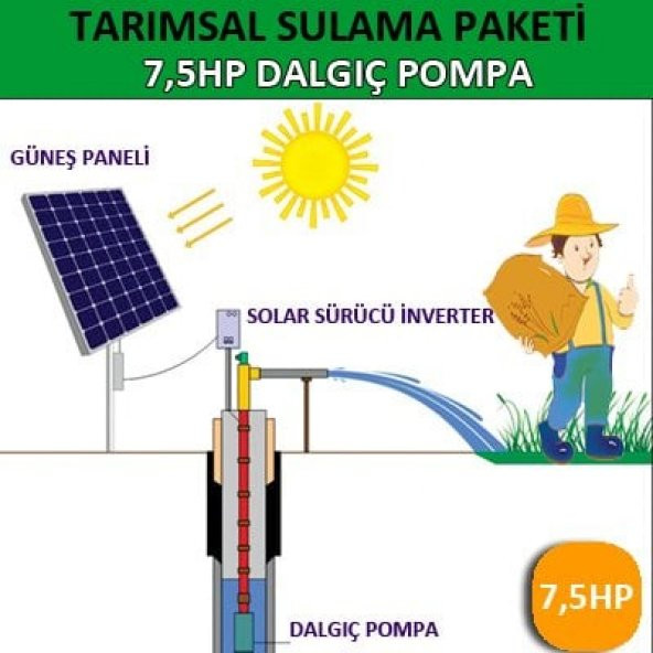 7.5HP 5.5KW DALGIÇ POMPA SOLAR TARIMSAL SULAMA PAKETİ