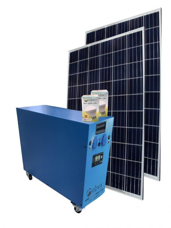ALPEX TS1000 GÜNEŞ ENERJİSİ BAĞ EVİ SOLAR PAKET 170W GÜNEŞ PANELİ 100 AH JEL AKÜ 1000 WATT İNVERTER - 3