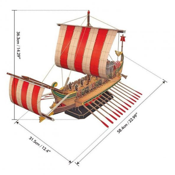 Antik Roma Savaş Gemisi 3D Puzzle - 2