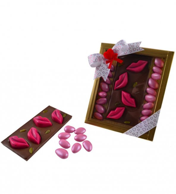 Liva Pembe Renk Dudaklı Tablet Drajeli Sevgililer Günü Çikolatası