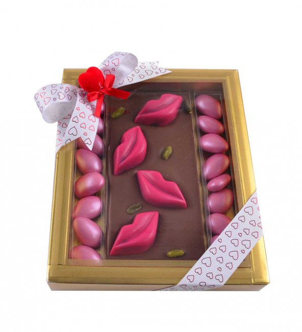 Liva Pembe Renk Dudaklı Tablet Drajeli Sevgililer Günü Çikolatası - 3