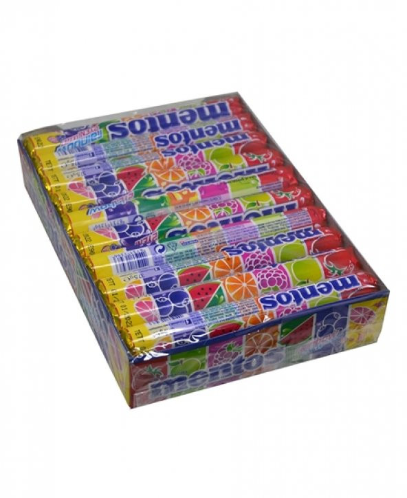 Mentos Rainbow Karışık Meyve Aromalı Çiğnenen Draje Şekerleme 37,5 gr X 20li Paket