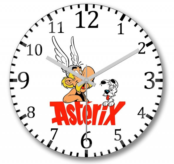 Asterix Duvar Saati Bombeli Gercek Cam
