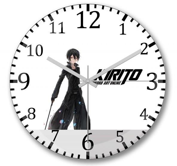 Sword Art Online Kirito Duvar Saati Bombeli Gercek Cam