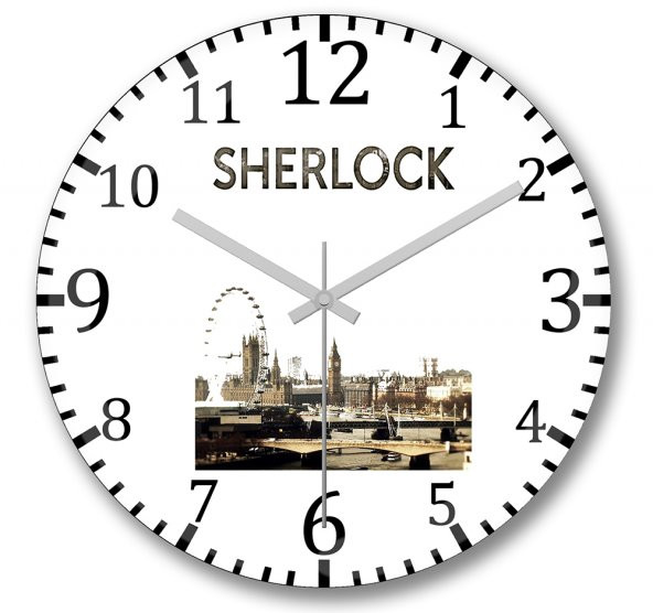 Sherlock2 Duvar Saati Bombeli Gercek Cam