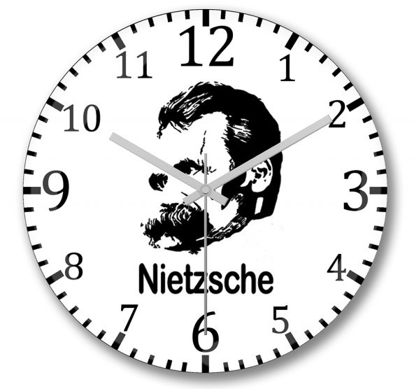 Nietzsche Duvar Saati Bombeli Gercek Cam