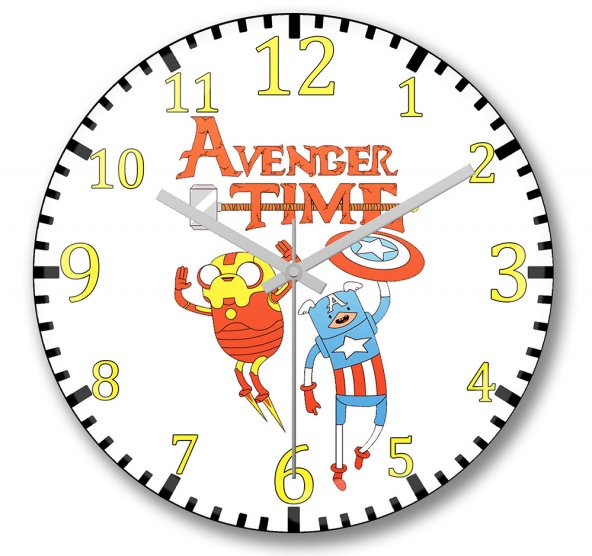 Adventure Time Captain America Iron Man Jake Duvar Saati Bombeli - 1