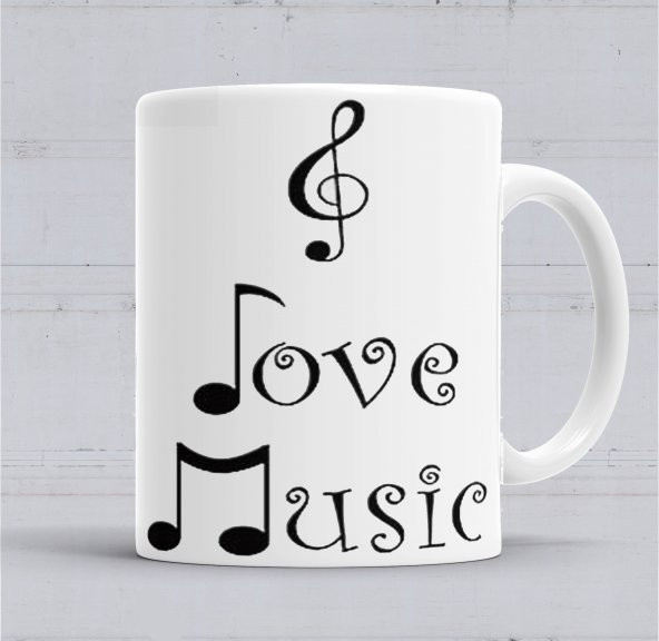 I Love Music Muziği Seviyorum Müzik Kupa Bardak Porselen