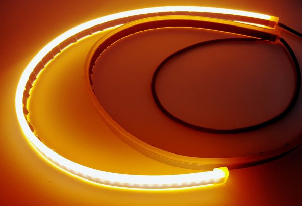 SELAMLAMALI Açılış Animasyonlu Far Kaşı Beyaz Audi Stil Kayar Sinyllii Far Üstü Slim Led - 2