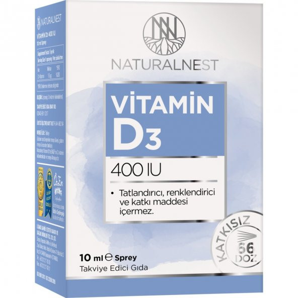 NaturalNest Vitamin D3 400 IU 10 ml Sprey Ücretsiz Aynı Gün Kargo