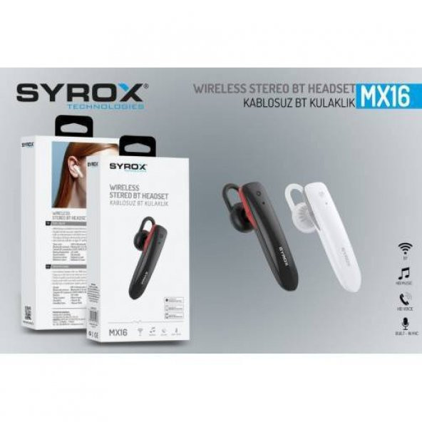 Syrox Bluetooth Kablosuz Kulak İçi Spor Kulaklık SYX - MX16 -
