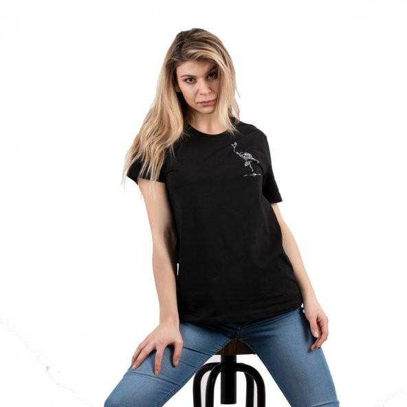 Siyah Balonlu Kız Baskılı Kadın T-Shirt
