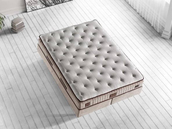 Niron Majesty Yatak 200x200 Çift Kişilik Pedli Ekstra Lüks Yumuşak Yatak Pamuklu Keten Kumaş 30 cm - Resim 5