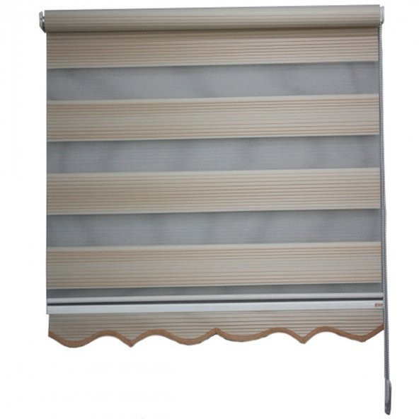 Koyu Krem Rengi Gradyan Dar Pileli Zebra Perde - 3