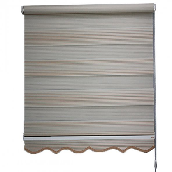 Koyu Krem Rengi Gradyan Dar Pileli Zebra Perde - 4