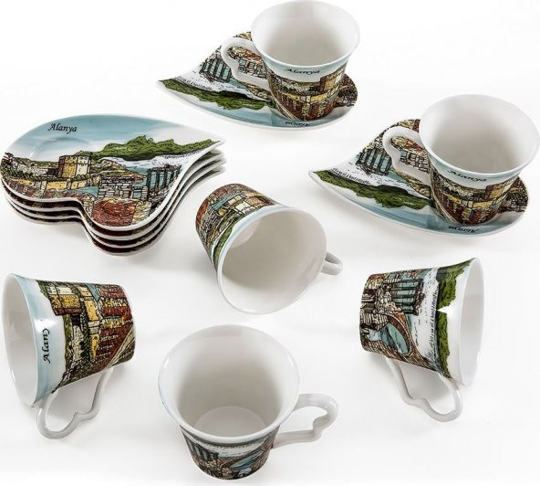 Vitale 6lı Alanya Desenli Kahve Fincanı Seti