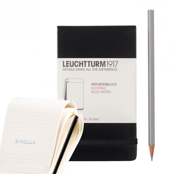 Leuchtturm1917 Reporter Cep Boy (A6) Not Defteri, Siyah Sert Kapak, 94 Numaralandırılmış Sayfa, 90 x 150 mm,