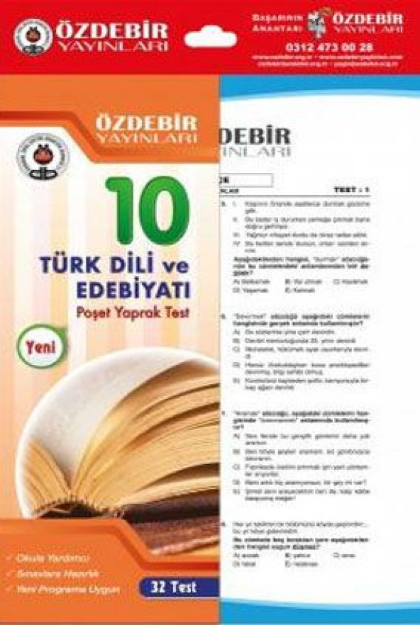 10. Sınıf Türk Dili Ve Edebiyatı Poşet Yaprak Test - Özdebir Yayınları
