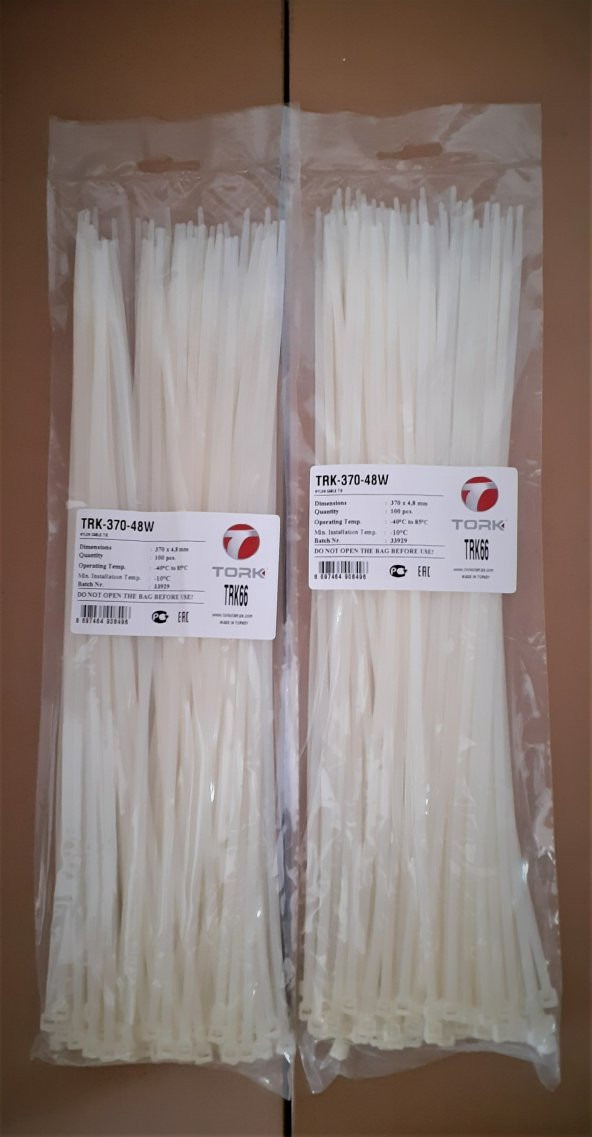 4,8 x 370mm TORK KABLO BAĞI BEYAZ (100 adet) - 2