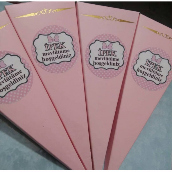 külah mevlüt şekeri pembe külah bebek mevlüdü'' ev mevlütü 100 gr X 10 ADET - 2