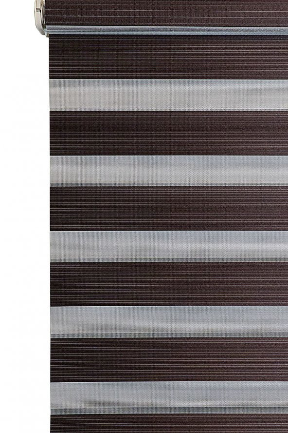 Kahve Rengi Dar Pileli Polyester Zebra Perde - 2