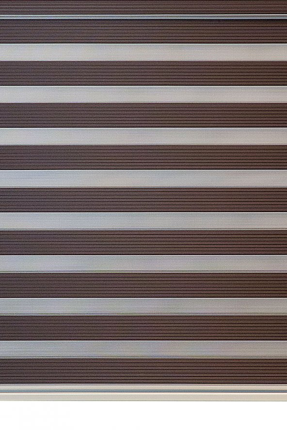 Kahve Rengi Dar Pileli Polyester Zebra Perde - 3