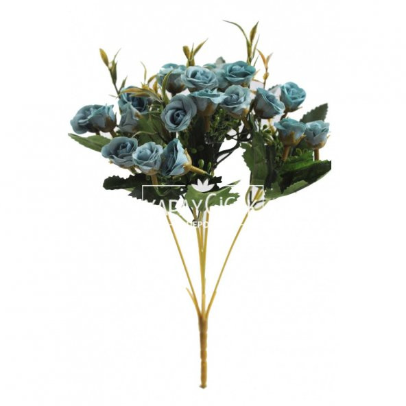 Ucuz yapay çiçek pastel tomurcuk gül demeti (turkuaz)