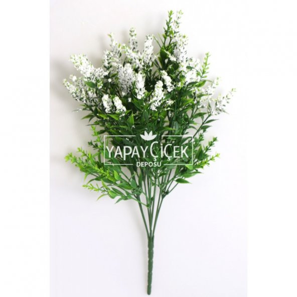 Minik Cipsolu Yapay Bahar Yeşillik 7 Dallı 35cm Beyaz