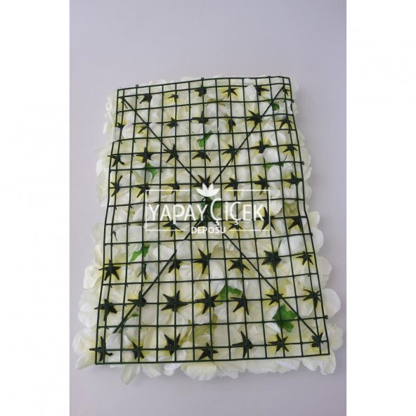 Yapay Lüx Duvar Çiçeği Ortanca ve Gül Zemin Kaplama Duvarı 40x60 cm Krem - 3