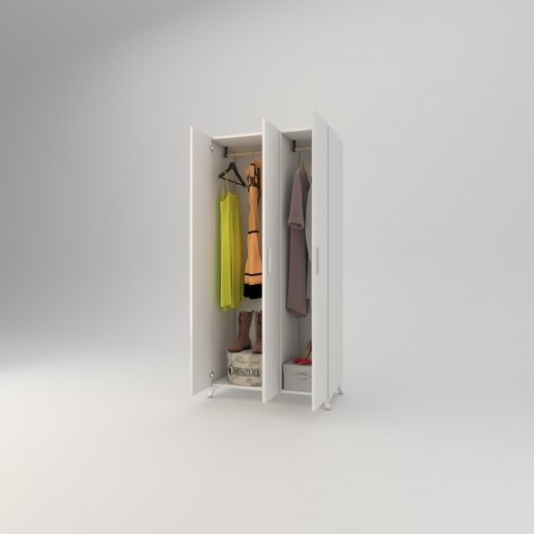 Kenzlife gardırop 3 kapaklı kapılı menekşe 168*80*42 byz ayaklı gardolap dolap - 3