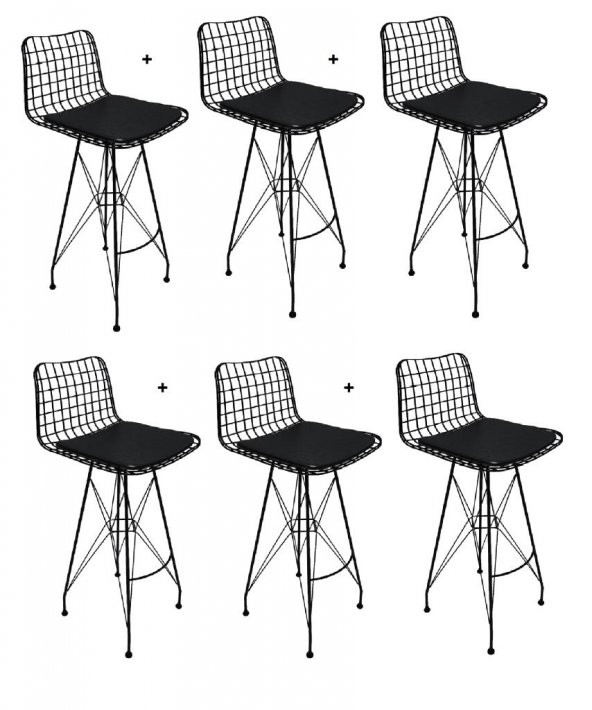 Zknsz kafes tel bar sandalyesi 6 lı zengin syhsyh 75 cm oturma yüksekliği ofis cafe bahçe mutfak