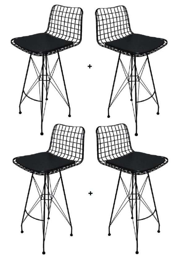 Knsz kafes tel bar sandalyesi 4 lü zengin syhsyh 75 cm oturma yüksekliği ofis cafe bahçe mutfak