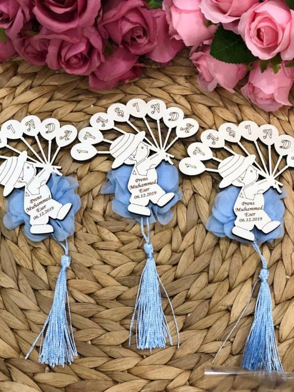 20 Adet 9,5*10 Ölçüsünde İsme Özel Mdf Sünnet,Bebek, Doğum Günü, Mevlid Magnet Hediyelik - 2