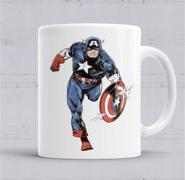 Captain America Splash Art Kupa Bardak Porselen