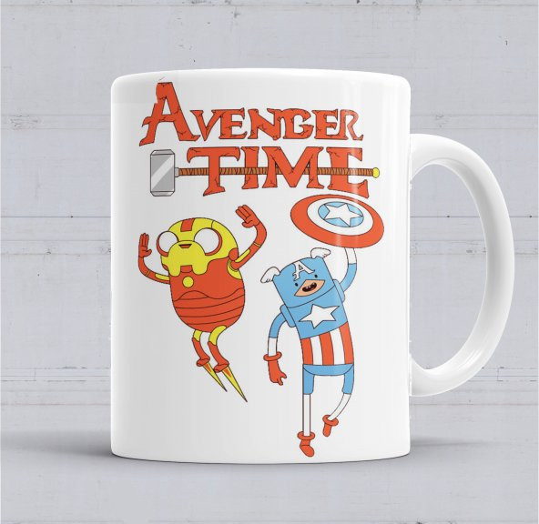 Adventure Time Captain America Iron Man Jake Finn Kupa Bardak - 1