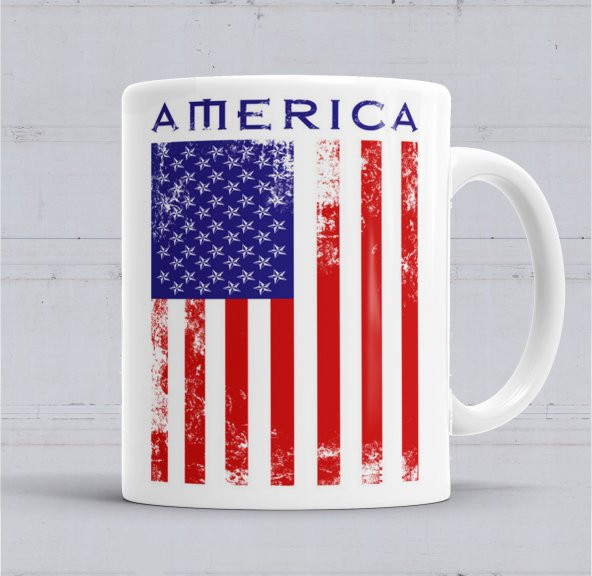 Amerika Bayrağı Kupa Bardak Porselen