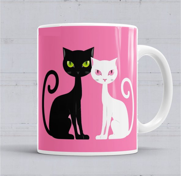 Sevgili Kediler Aşk Kediler Kupa Bardak Porselen