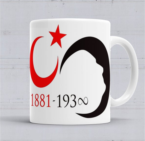 Mustafa Kemal Atatürk Ayyıldız Kupa Bardak Porselen
