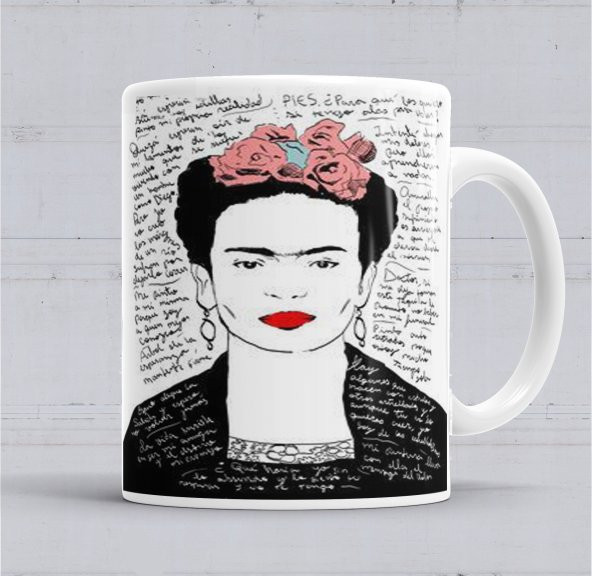 Frida Kahlo Kırmızı Kupa Bardak Porselen