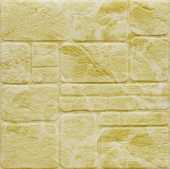 NW49 Dikdörtgen Taş Kendinden Yapışkanlı Esnek Sarı Duvar Paneli