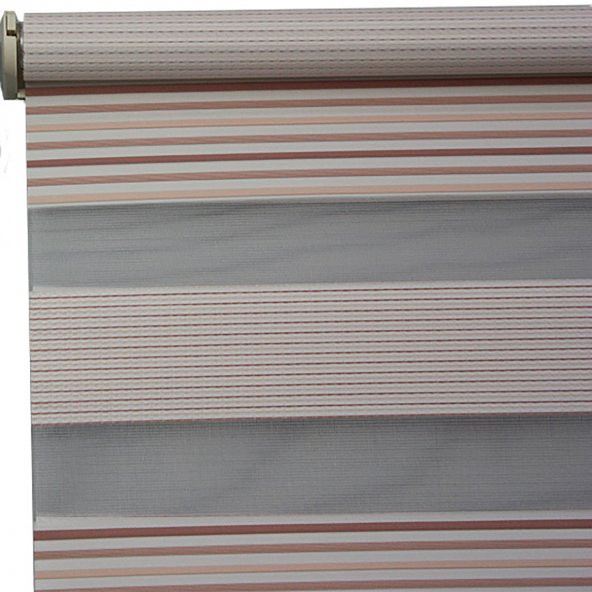 Kiremit Tonlu Ebruli Jakarlı Pileli Zebra Perde - 2