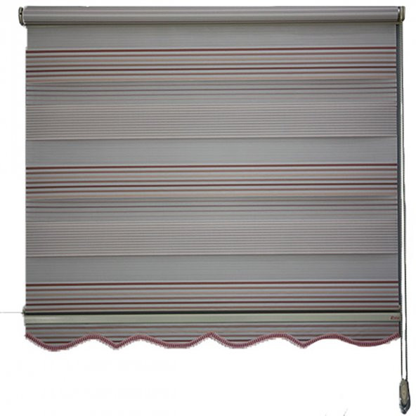 Kiremit Tonlu Ebruli Jakarlı Pileli Zebra Perde - 3