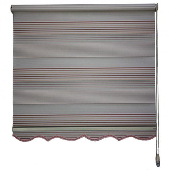 Kiremit Tonlu Ebruli Jakarlı Pileli Zebra Perde - 4