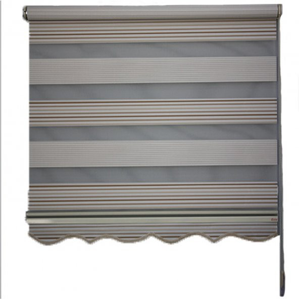 Kahve Tonlu Ebruli Jakarlı Pileli Zebra Perde - 5