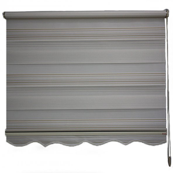 Krem Tonlu Ebruli Jakarlı Pileli Zebra Perde - 3