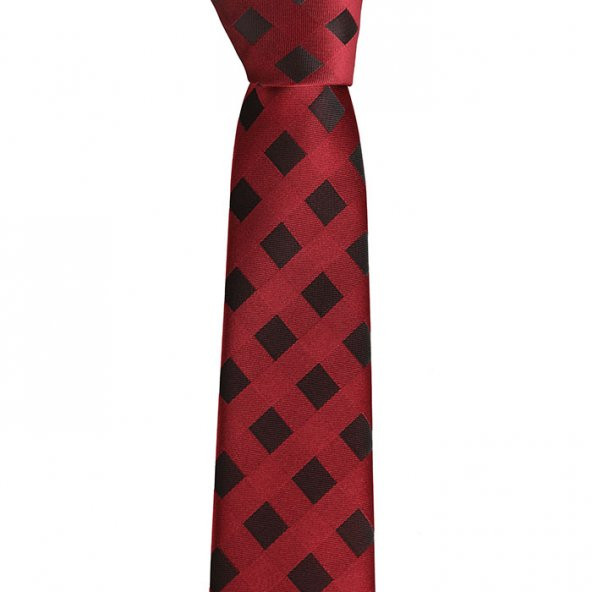 Brianze Siyah Kareli Bordo Slim Kravat SKS-3 ürün görseli 1