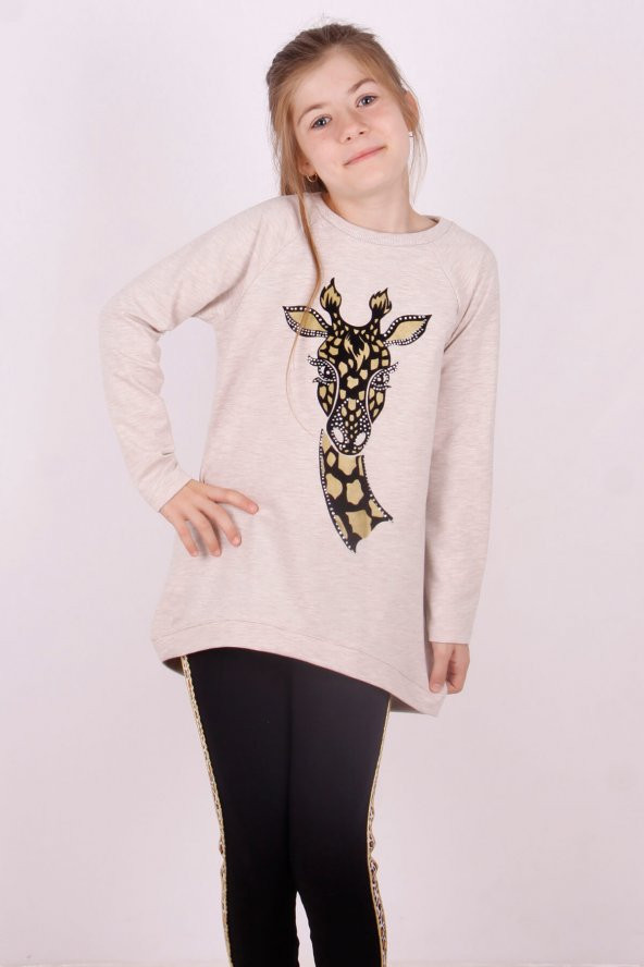 Toontoy Kız Çocuk Zebra Flok Baskılı Tişört - 5